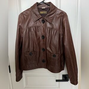 Michael Kors vintage genuine leather jacket-button up closure, rare find